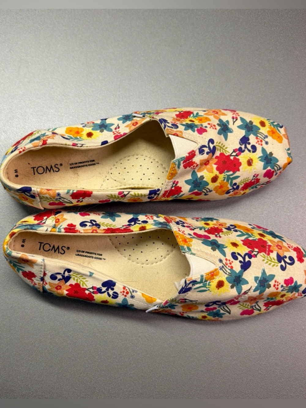 TOMS Women's Floral Canvas Flats Multicolor Slip-On US Size 9 - Picture 8 of 9